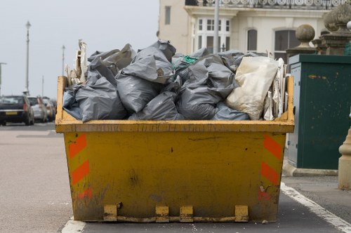 Different types of business waste segregated for recycling
